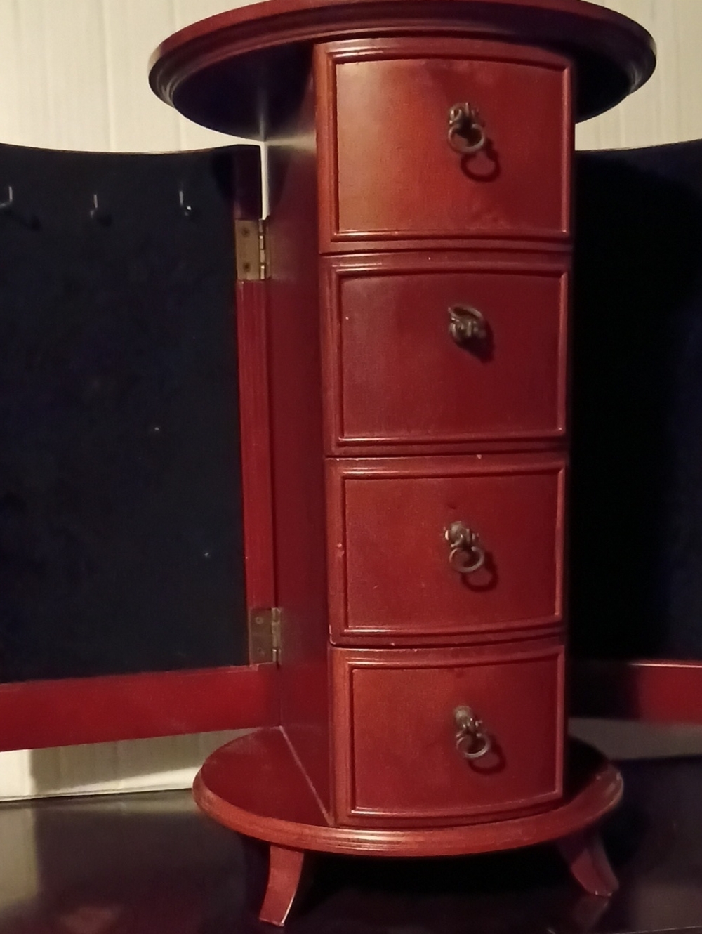 Bombay Red Rotating Wooden Jewelry Organizer Cabinet